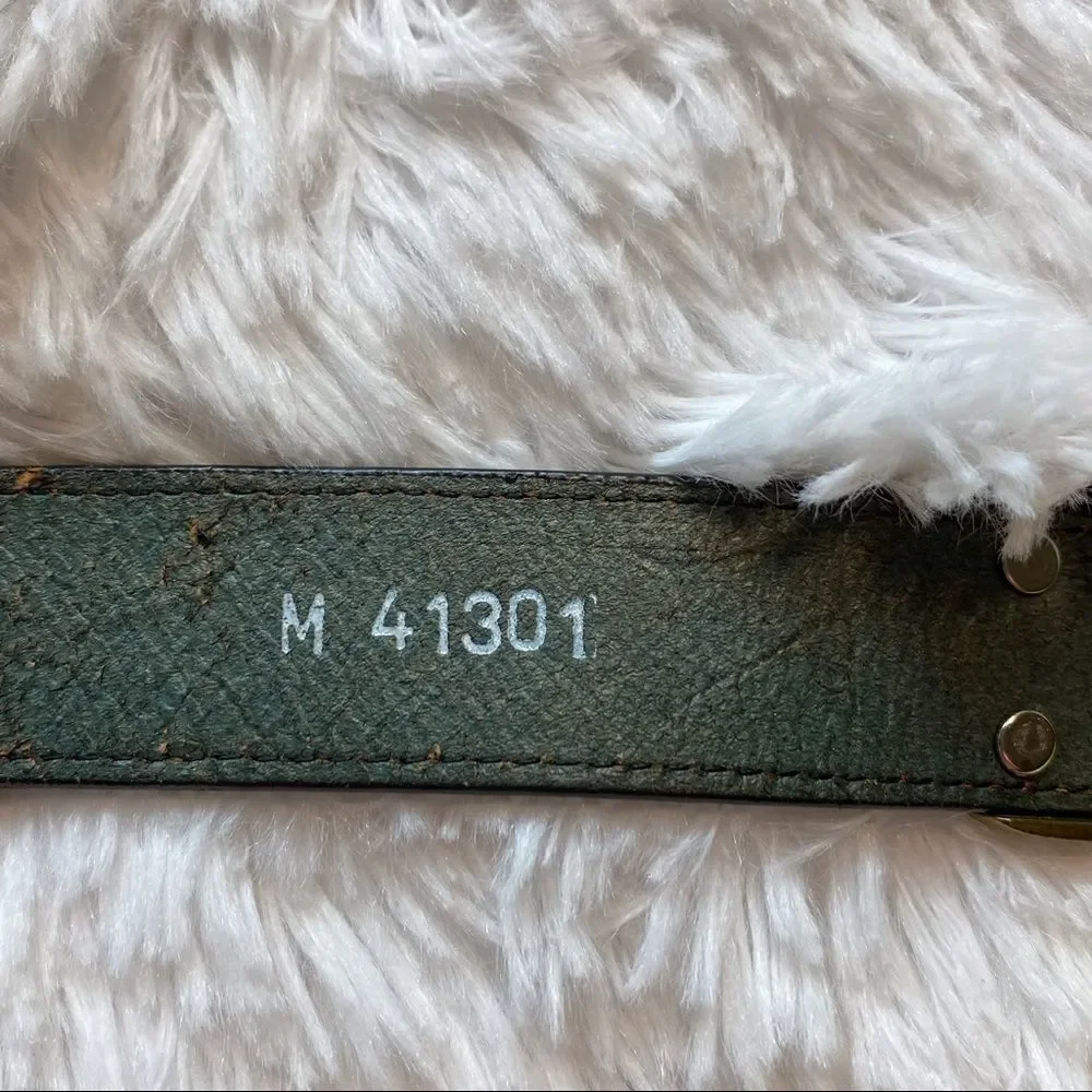 Brighton Vintage Multi-colored Leather Belt With Gold Tone Hardware